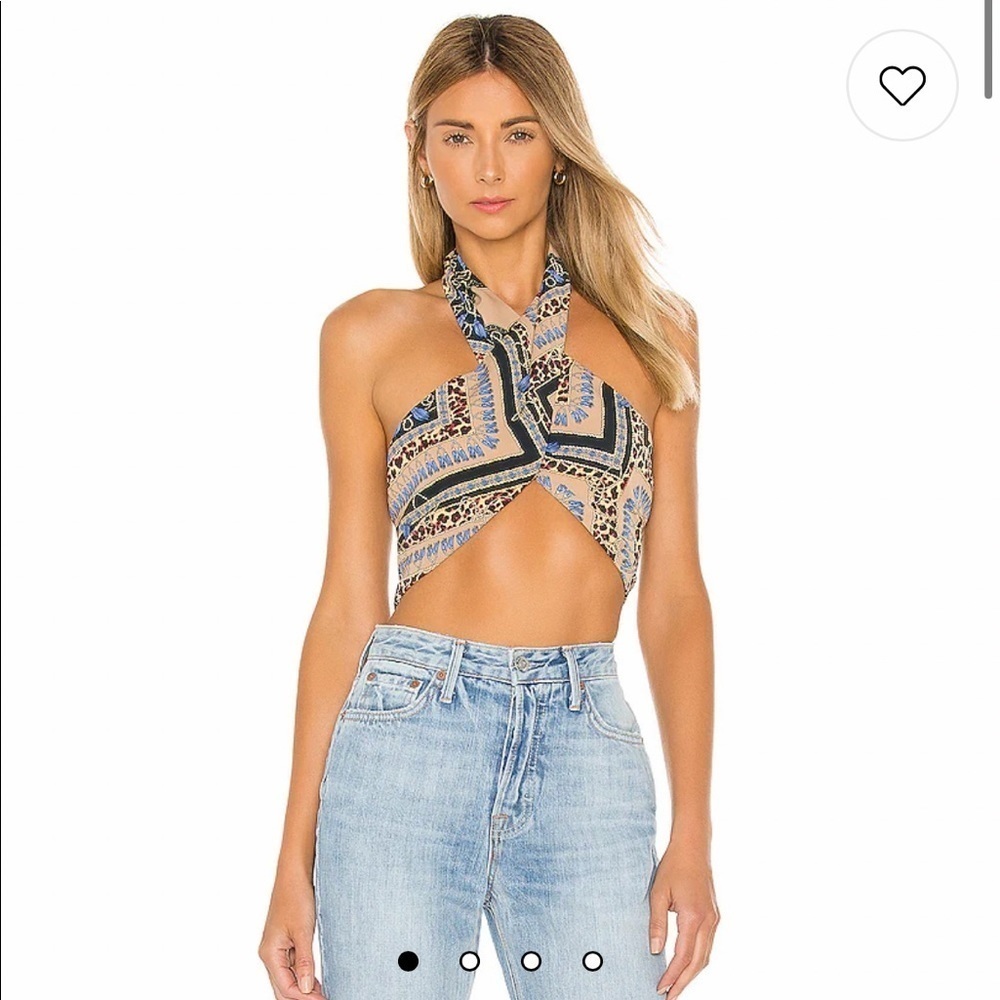 NWT Revolve Alondra Halter Wrap Top in Leopard Multi - S